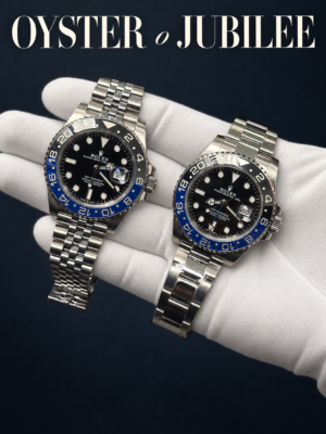 Dos Rolex GMT-Master II con brazaletes Jubilee y Oyster colocados uno junto al otro