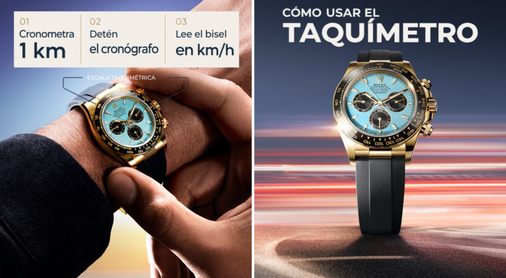 Guía visual para usar el taquímetro de un Rolex Daytona: cronometrar un kilómetro y leer el bisel