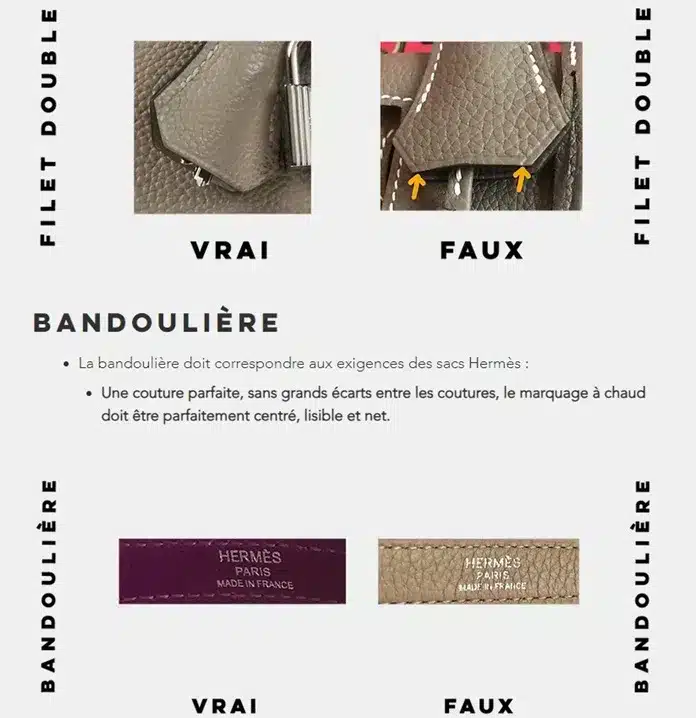 Comparación de doble costura y bandolera Hermès