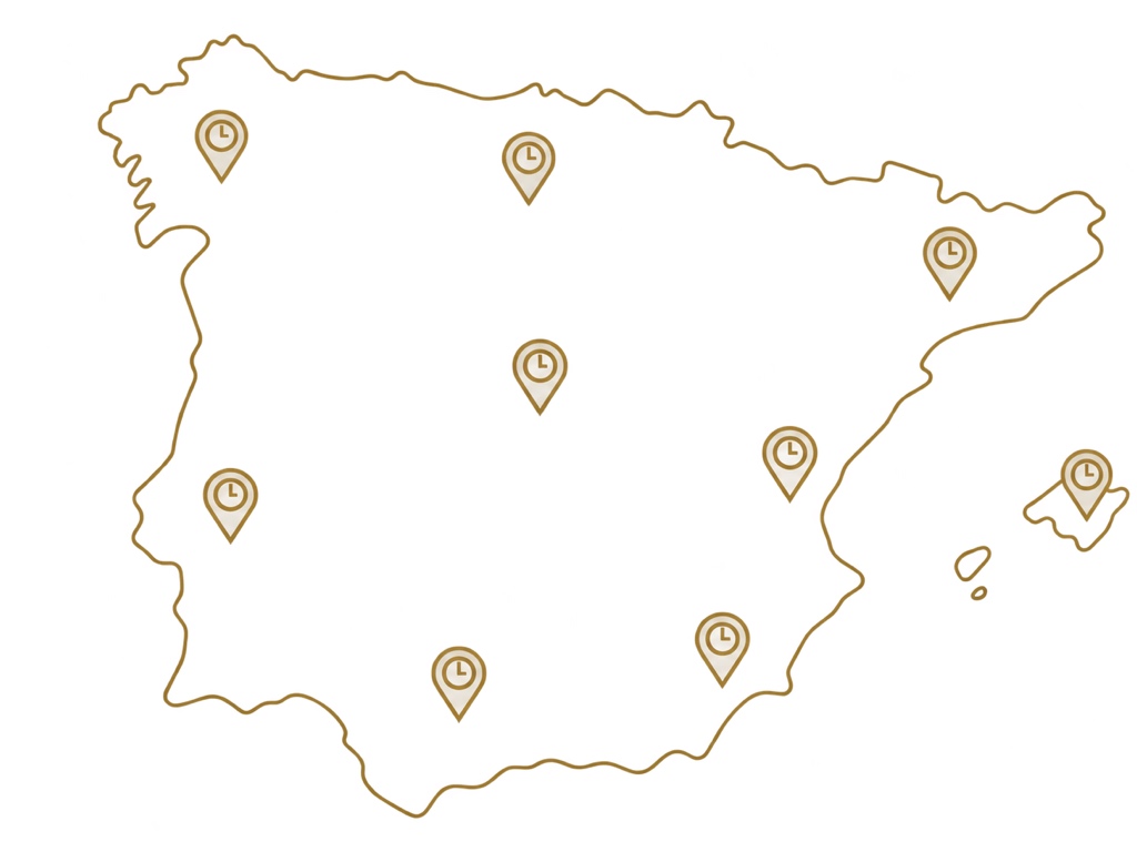 Mapa de España con localizaciones de Maison Relojes
