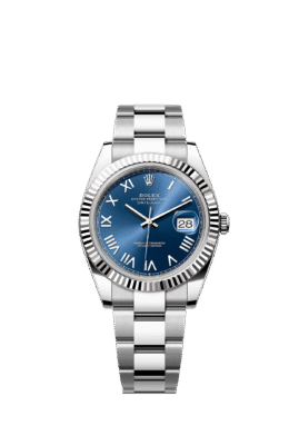 Rolex Datejust de esfera azul y bisel estriado
