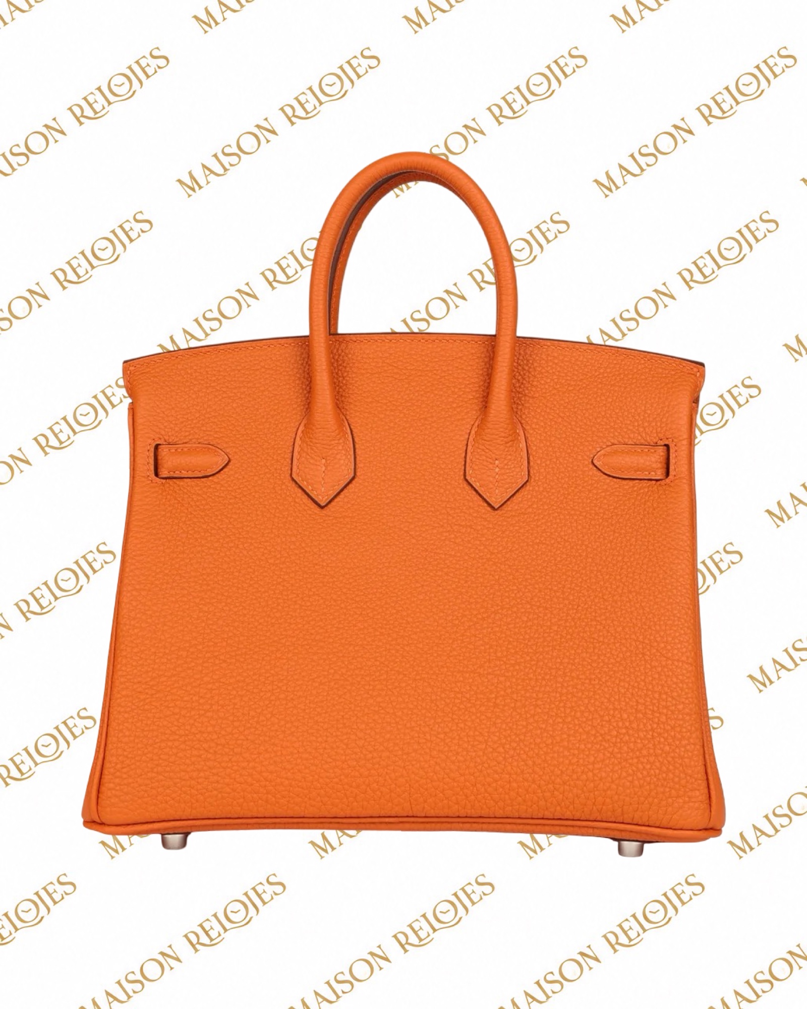 Hermès Birkin 25 Orange Minium en piel Togo con herrajes de paladio PHW — vista trasera