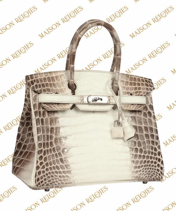 Hermès Birkin 30 Himalaya en cocodrilo Niloticus con herrajes de paladio PHW — vista en perspectiva