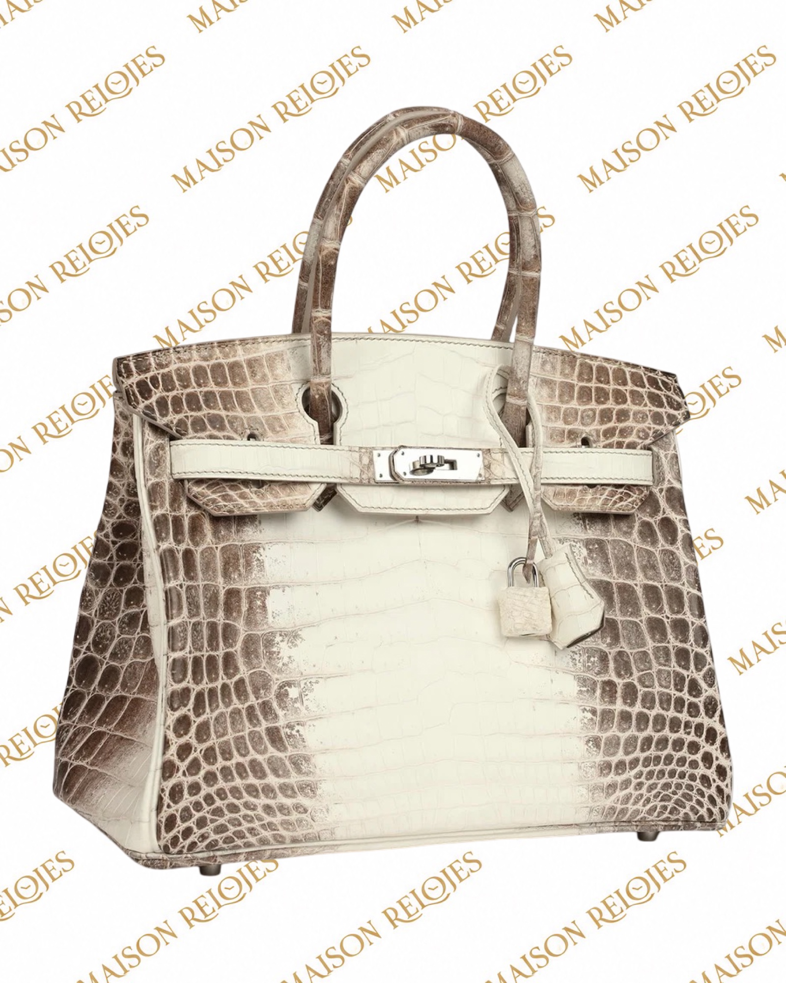 Hermès Birkin 30 Himalaya en cocodrilo Niloticus con herrajes de paladio PHW — vista en perspectiva