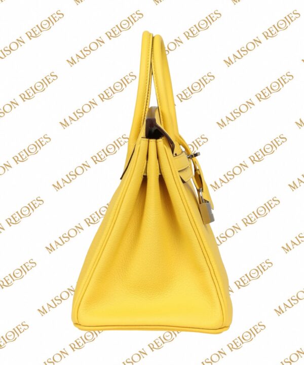 Hermès Birkin 25 Jaune de Naples Novillo PHW — vista lateral
