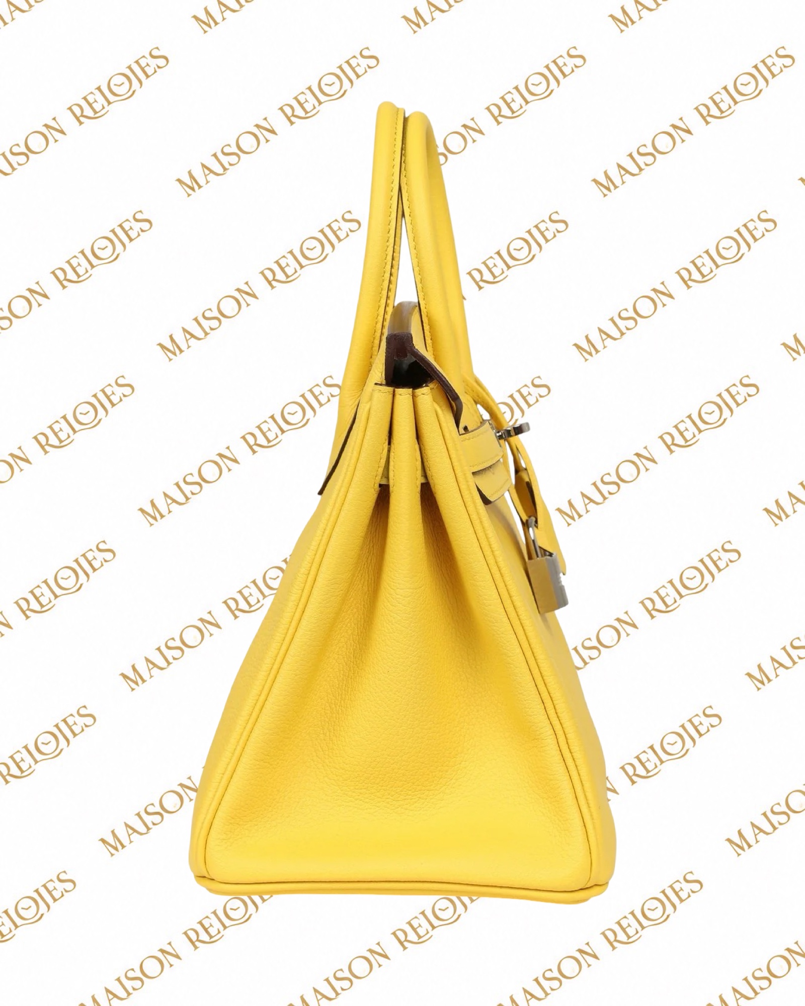 Hermès Birkin 25 Jaune de Naples Novillo PHW — vista lateral