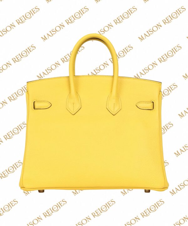 Hermès Birkin 25 Jaune de Naples Novillo PHW — vista trasera