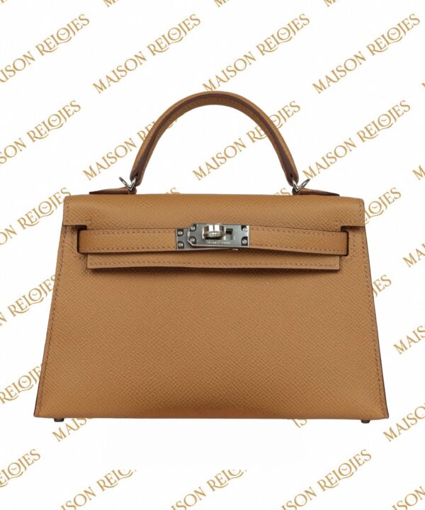 Hermès Mini Kelly 20 Sellier · Biscuit · Epsom · PHW — vista frontal