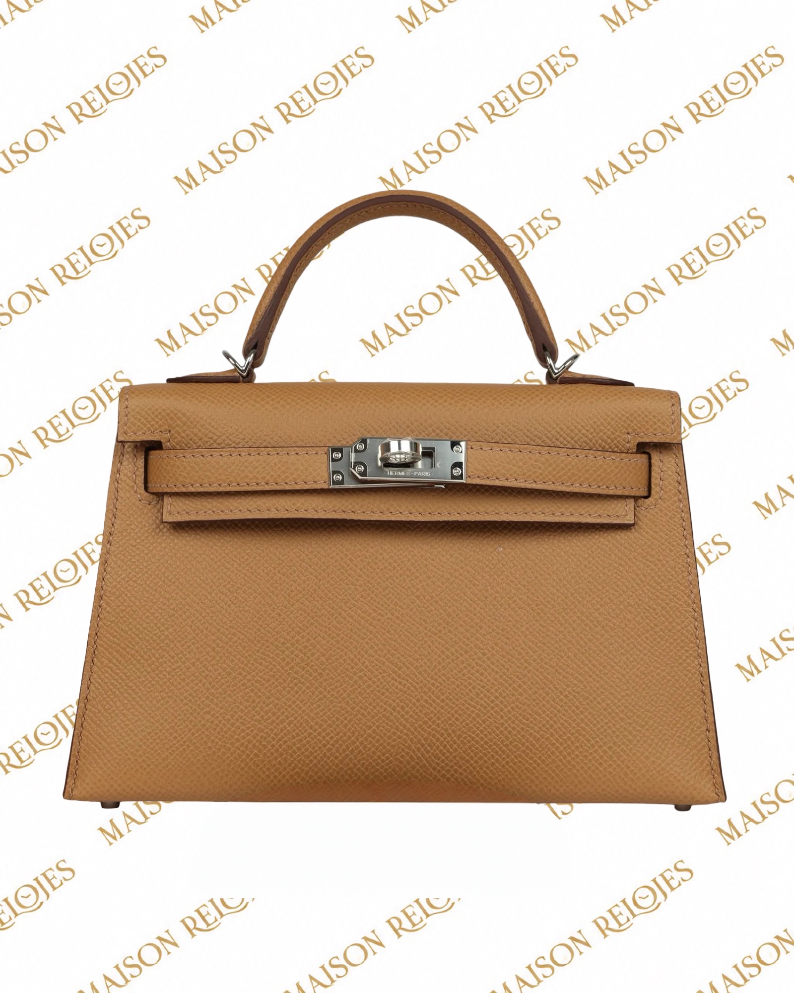 Hermès Mini Kelly 20 Sellier · Biscuit · Epsom · PHW — vista frontal