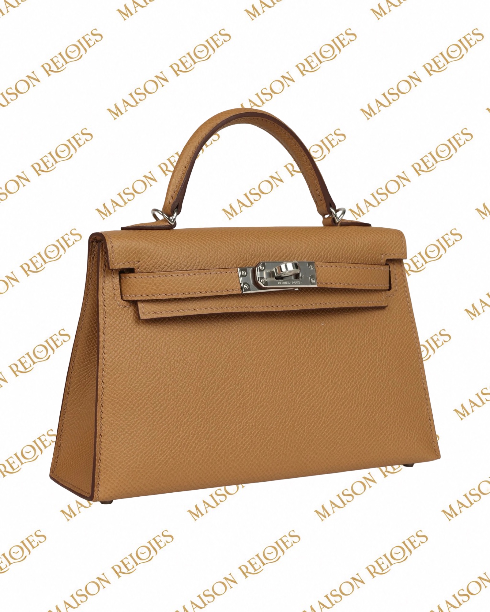 Hermès Mini Kelly 20 Sellier Biscuit Epsom PHW — vista lateral