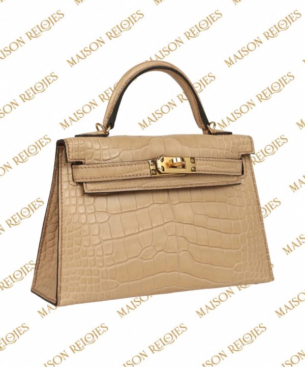 Hermès Kelly 20 Sellier / Chai / Aligátor mate / GHW - Imagen 2