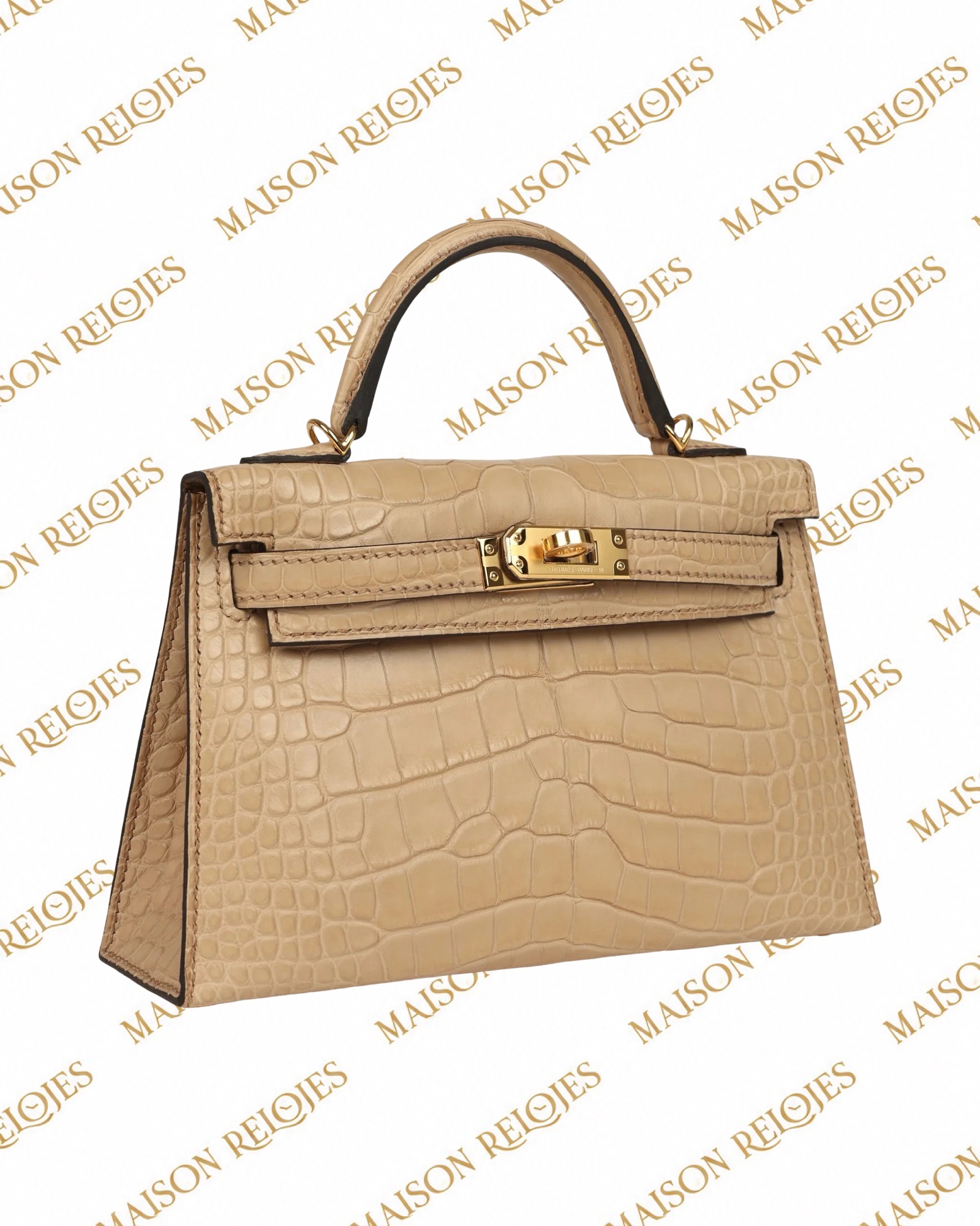 Hermès Kelly 20 Sellier / Chai / Aligátor mate / GHW - Imagen 2