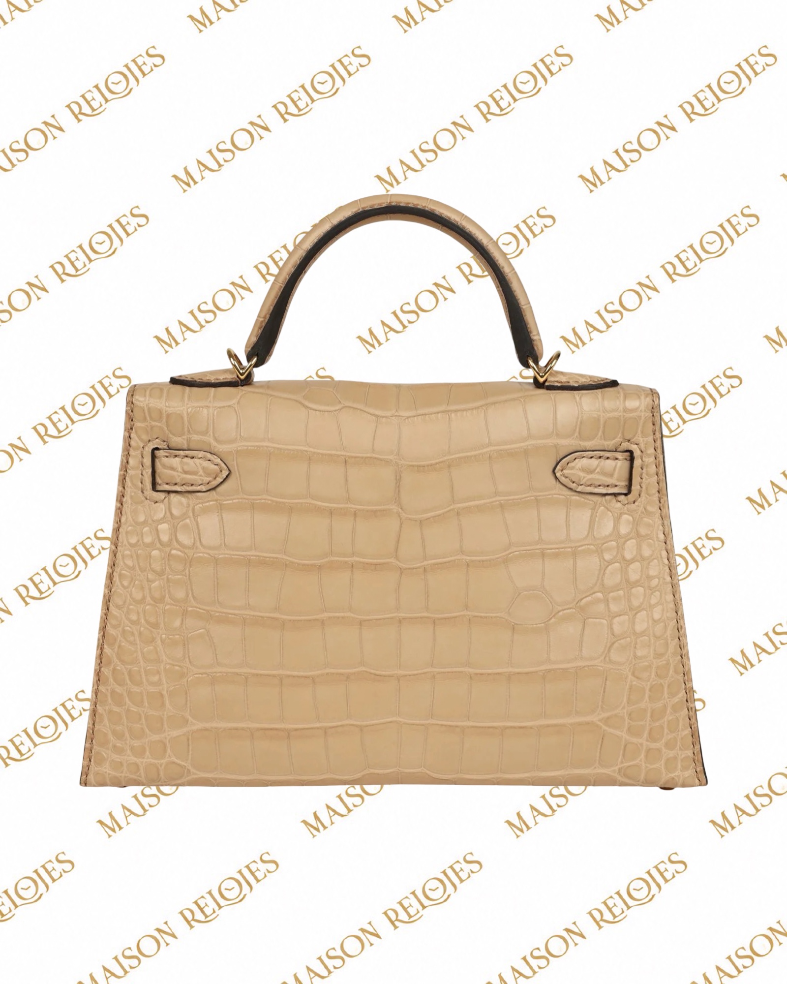 Hermès Mini Kelly 20 Sellier / Chai / Aligátor mate / GHW - Imagen 5
