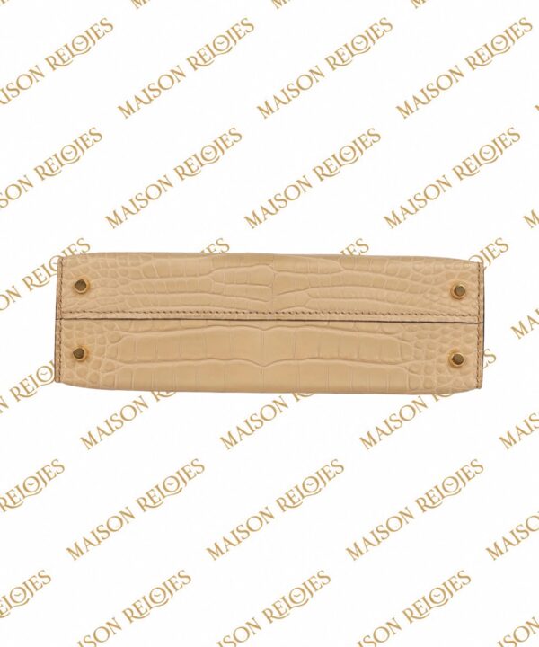 Hermès Mini Kelly 20 Sellier / Chai / Aligátor mate / GHW - Imagen 6