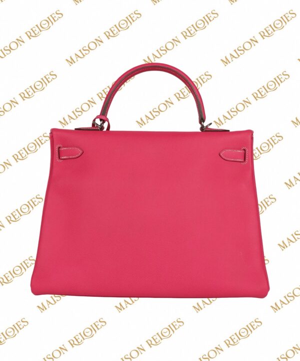 Hermès Candy Kelly 35 Retourne Rose Tyrien en piel Epsom con herrajes de paladio PHW Pre-Owned — vista trasera