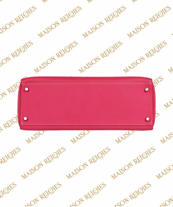Hermès Candy Kelly 35 Retourne Rose Tyrien en piel Epsom con herrajes de paladio PHW Pre-Owned — detalle de la base