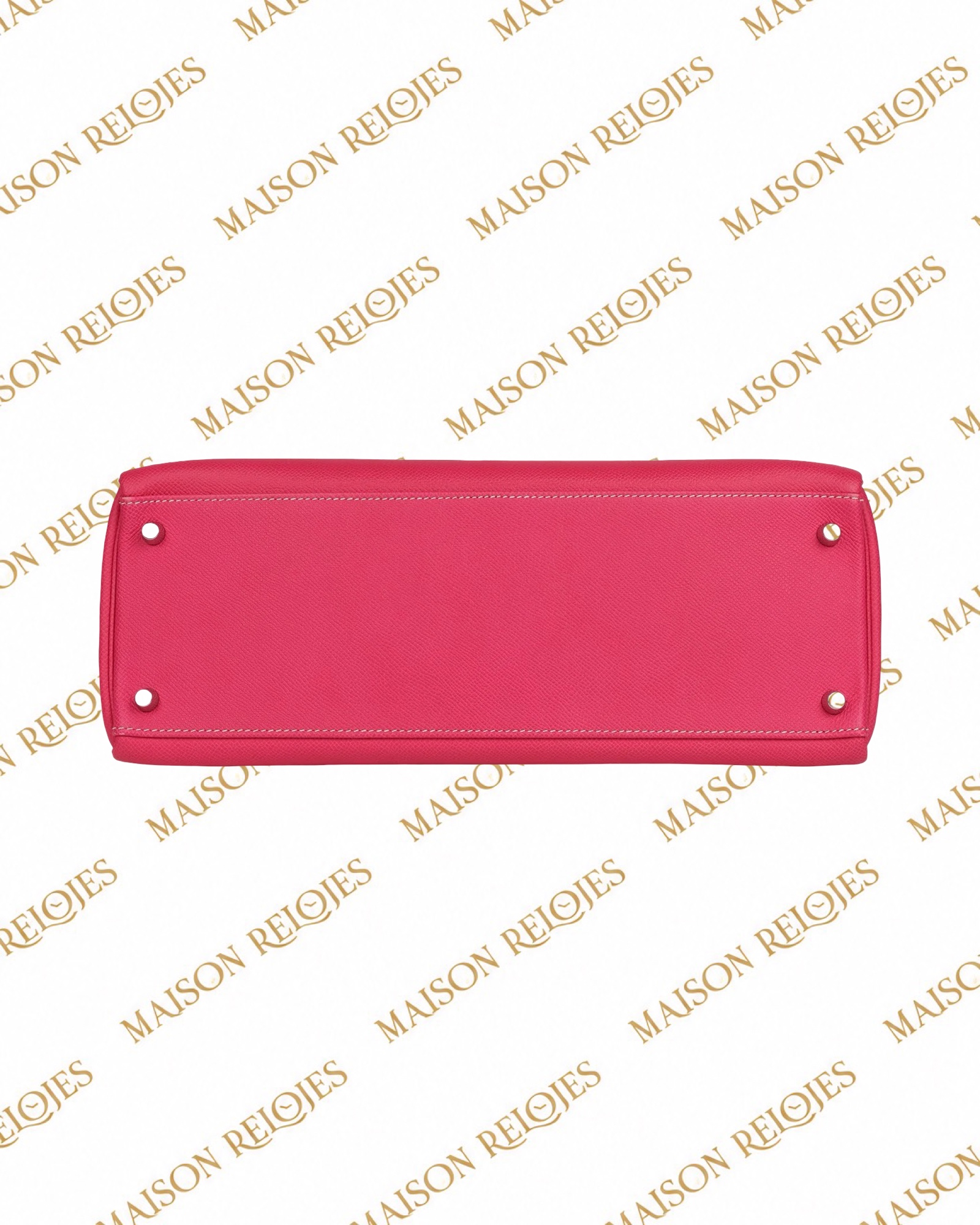 Hermès Candy Kelly 35 Retourne Rose Tyrien en piel Epsom con herrajes de paladio PHW Pre-Owned — detalle de la base