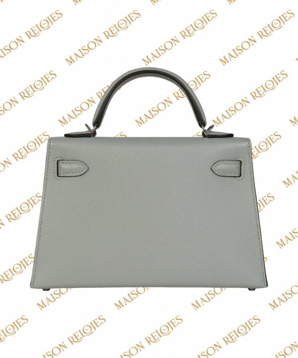 Hermès Mini Kelly 20 Sellier Bleu Glacier en piel Epsom con herrajes de paladio PHW — vista trasera