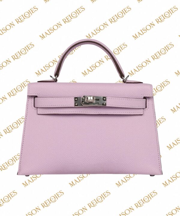 Hermès Mini Kelly 20 Sellier Guimauve en piel Epsom con herrajes de paladio PHW — vista frontal