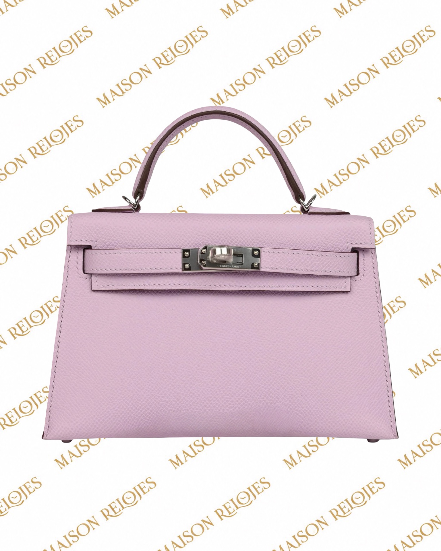 Hermès Mini Kelly 20 Sellier Guimauve en piel Epsom con herrajes de paladio PHW — vista frontal