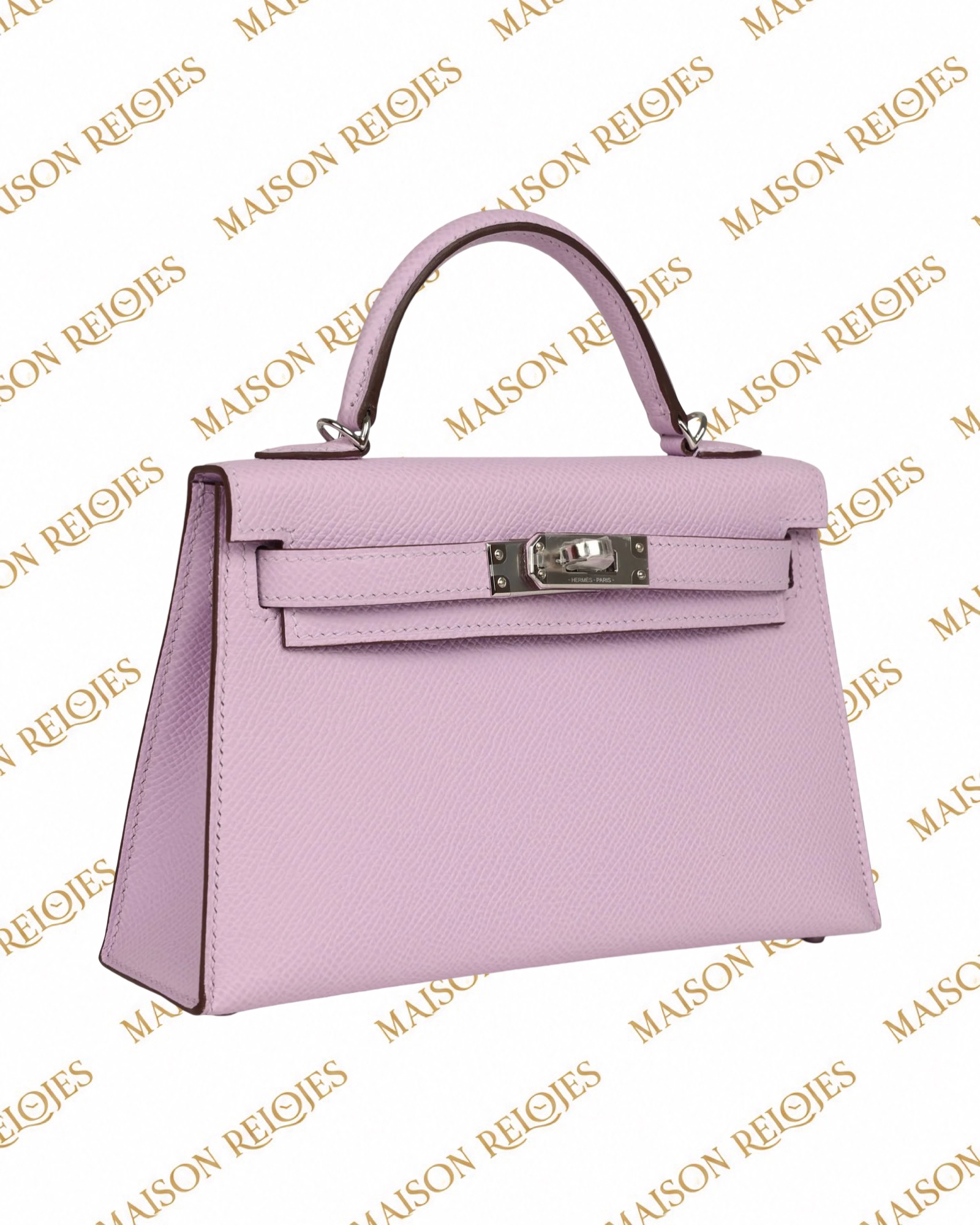 Hermès Mini Kelly 20 Sellier Guimauve en piel Epsom con herrajes de paladio PHW — vista tres cuartos izquierda