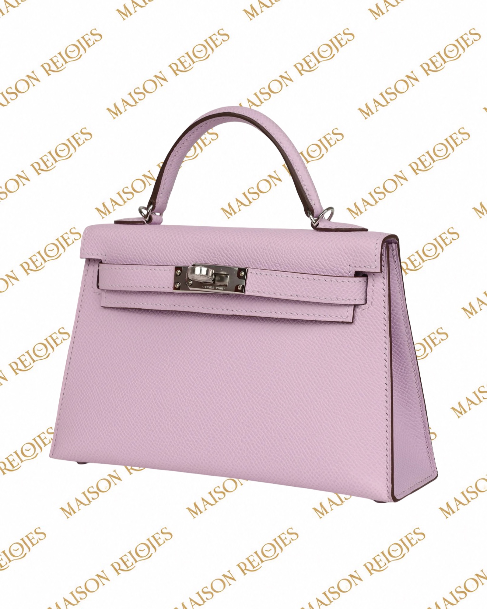 Hermès Mini Kelly 20 Sellier Guimauve en piel Epsom con herrajes de paladio PHW — vista tres cuartos derecha