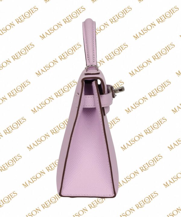 Hermès Mini Kelly 20 Sellier Guimauve en piel Epsom con herrajes de paladio PHW — vista lateral