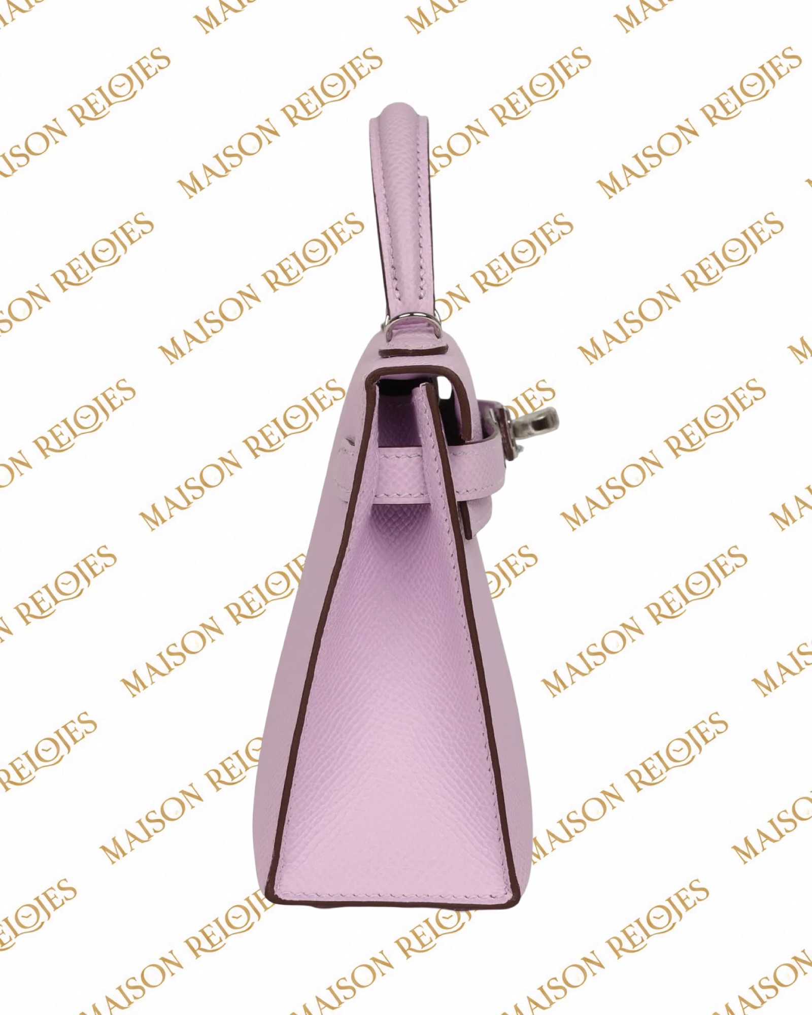 Hermès Mini Kelly 20 Sellier Guimauve en piel Epsom con herrajes de paladio PHW — vista lateral