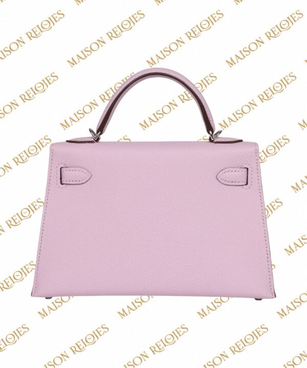 Hermès Mini Kelly 20 Sellier Guimauve en piel Epsom con herrajes de paladio PHW — vista trasera