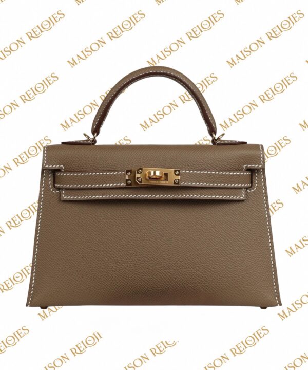 Hermès Mini Kelly 20 Sellier · Étoupe · Epsom · GHW — vista frontal