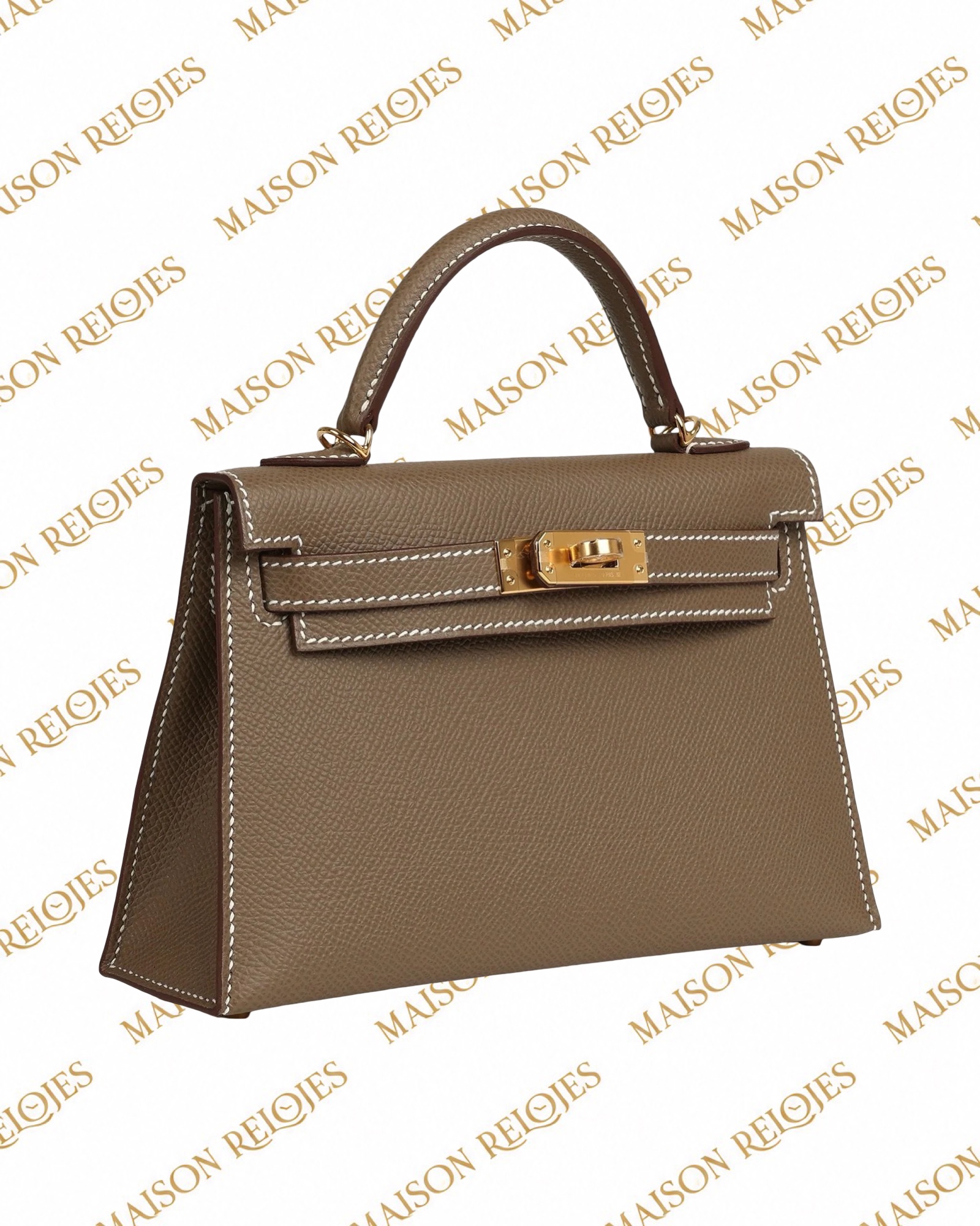 Hermès Mini Kelly 20 Sellier / Étoupe / Epsom / GHW - Imagen 2