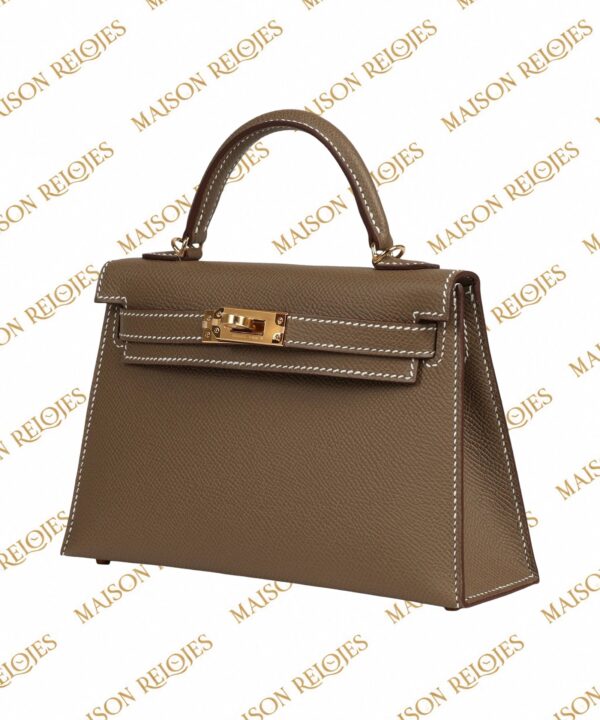 Hermès Mini Kelly 20 Sellier / Étoupe / Epsom / GHW - Imagen 3