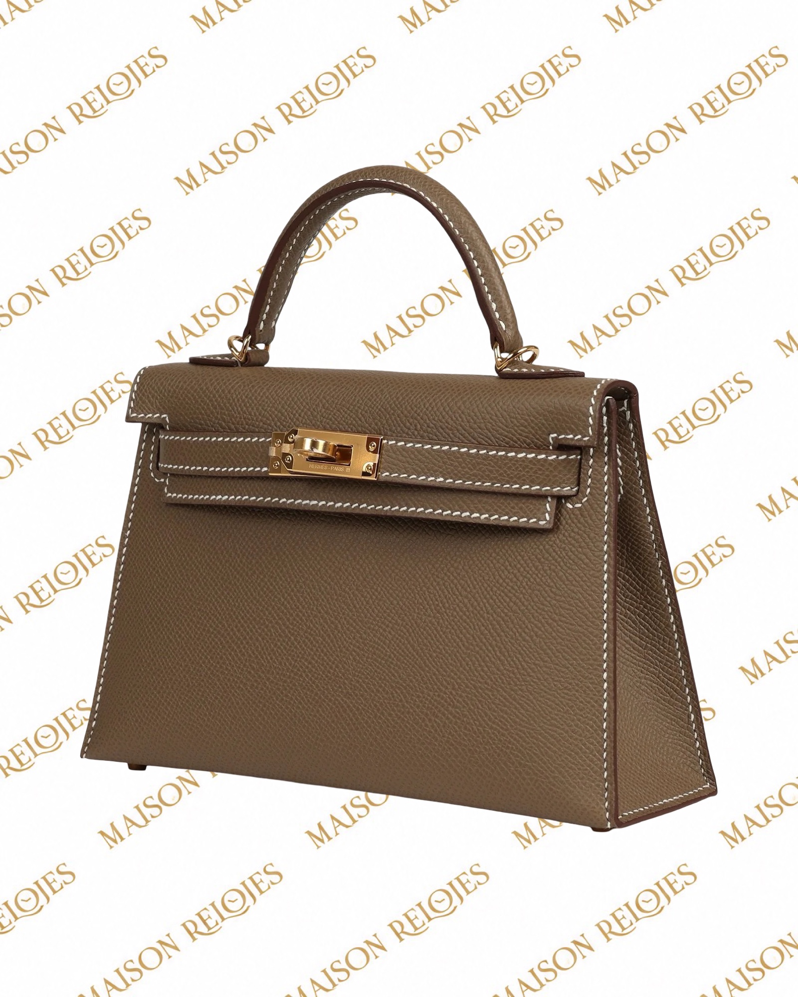 Hermès Mini Kelly 20 Sellier / Étoupe / Epsom / GHW - Imagen 3