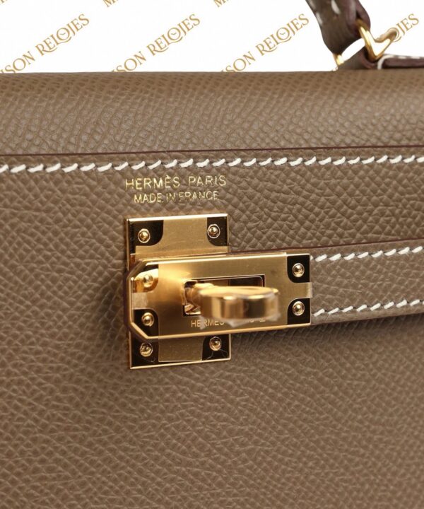 Hermès Mini Kelly 20 Sellier / Étoupe / Epsom / GHW - Imagen 6