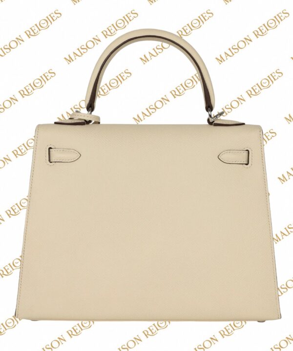 Hermès Kelly 28 Sellier Nata en piel Epsom con herrajes de paladio PHW — vista trasera