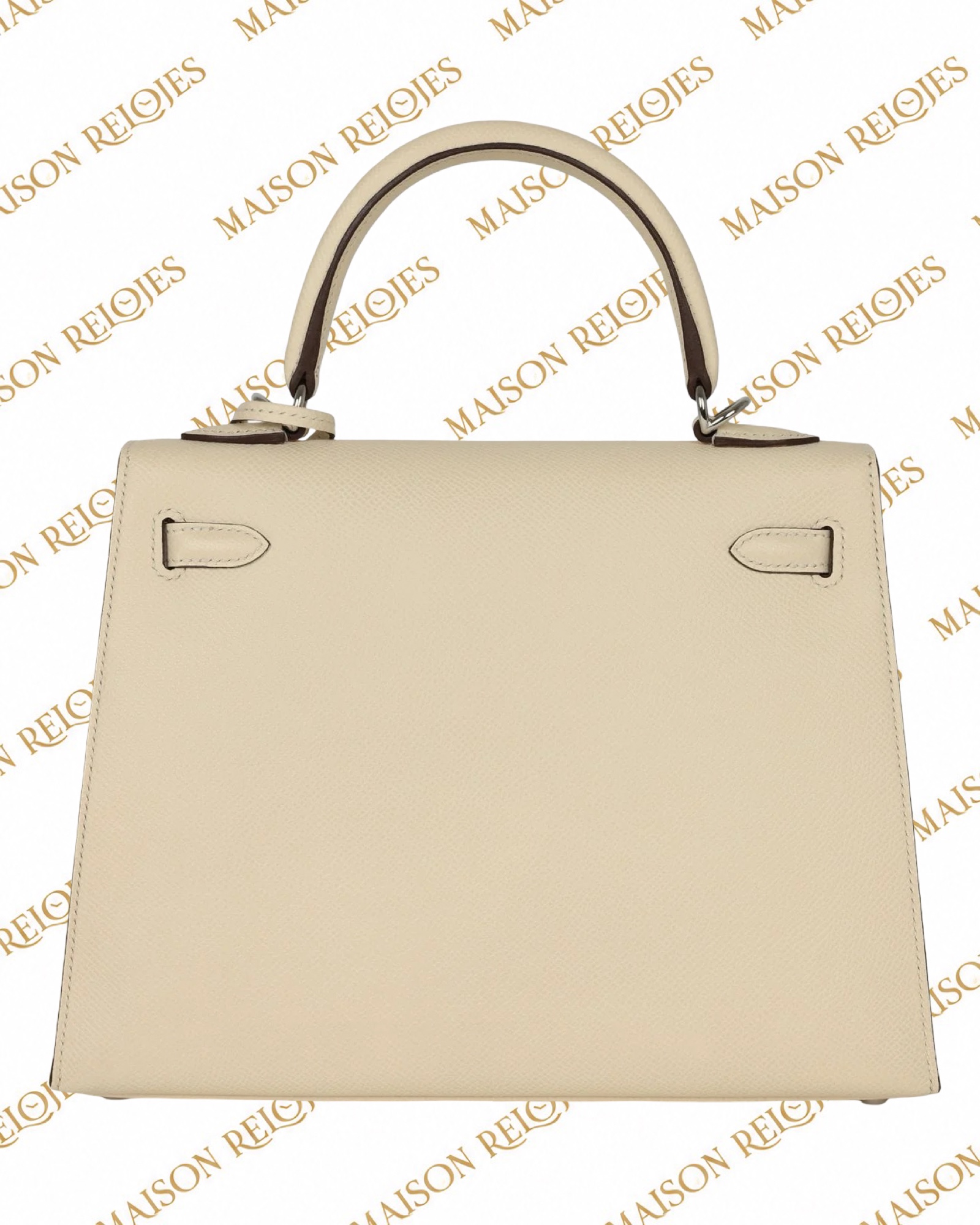 Hermès Kelly 28 Sellier Nata en piel Epsom con herrajes de paladio PHW — vista trasera