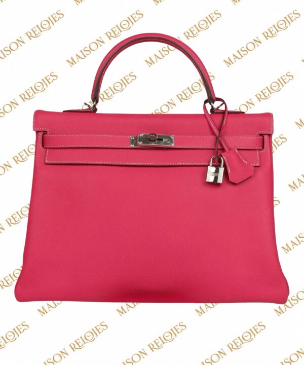 Hermès Candy Kelly 35 Retourne Rose Tyrien en piel Epsom con herrajes de paladio PHW Pre-Owned — vista frontal