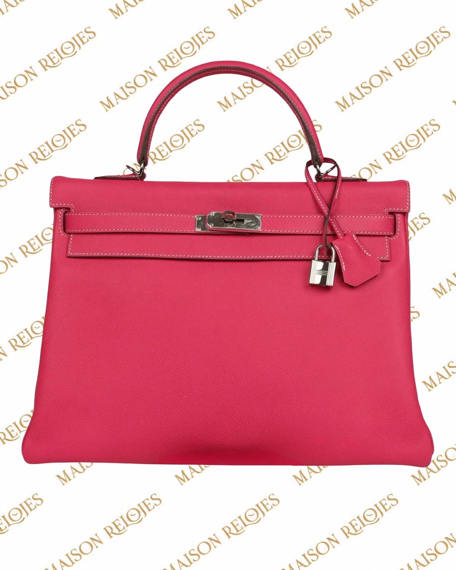Hermès Candy Kelly 35 Retourne Rose Tyrien en piel Epsom con herrajes de paladio PHW Pre-Owned — vista frontal