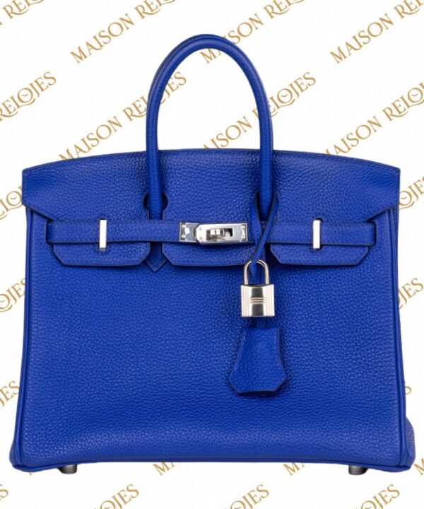 Hermès Birkin 25 Togo Blue Electric PHW Special Order — vista frontal