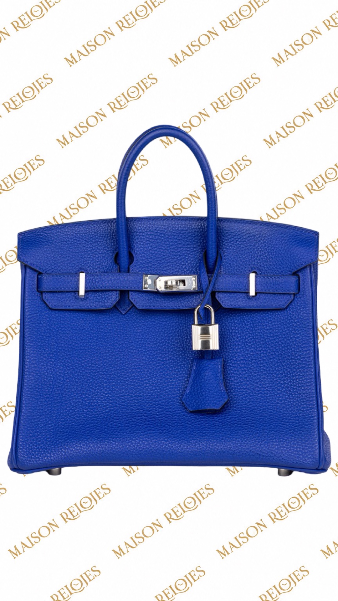 Hermès Birkin 25 Togo Blue Electric PHW Special Order — vista frontal