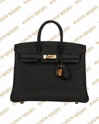 Hermès Birkin 25 Black en piel Togo con herrajes Dorados (GHW): vista frontal