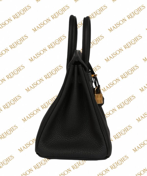 Hermès Birkin 25 Black en piel Togo con herrajes Dorados (GHW): vista lateral