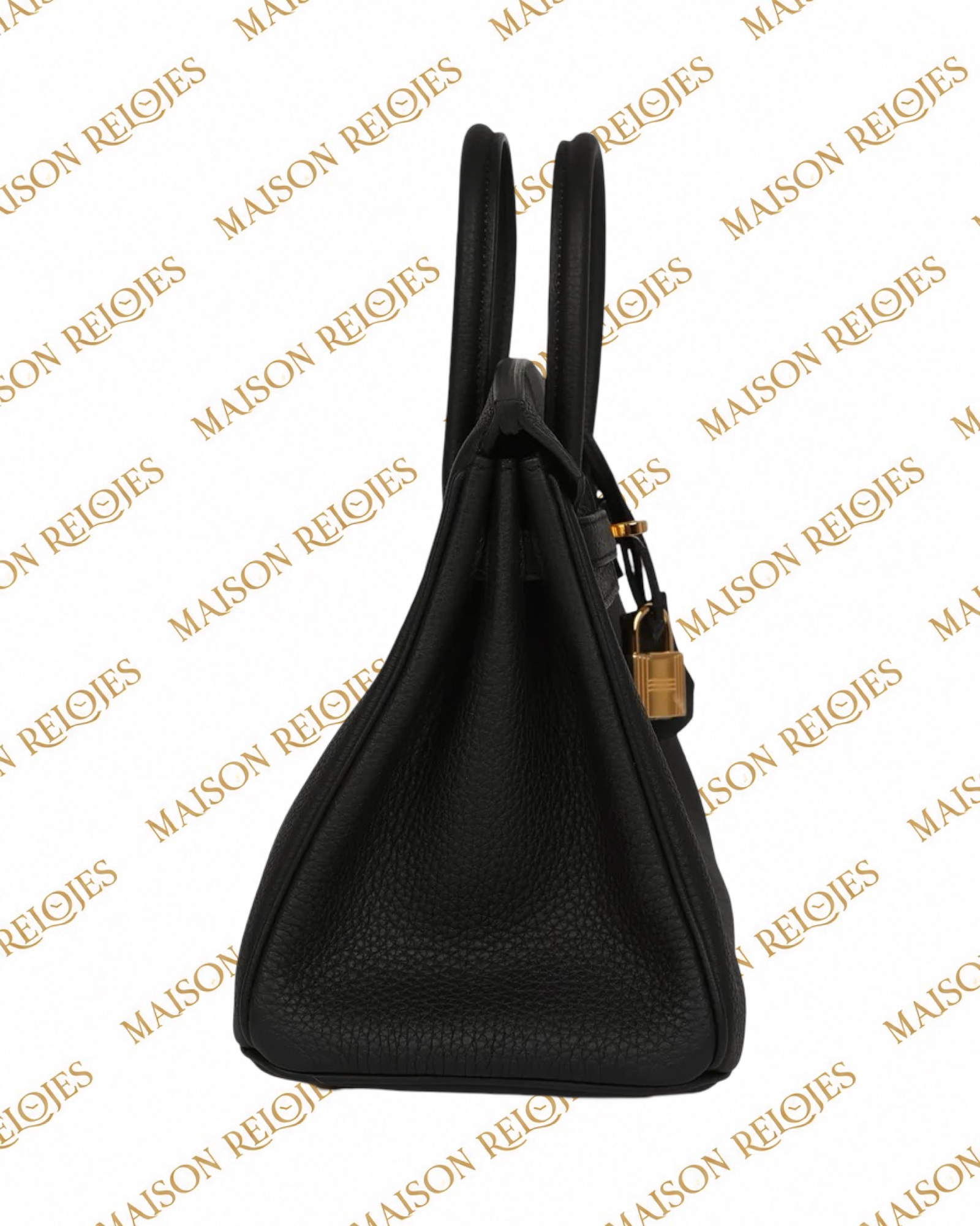 Hermès Birkin 25 Black en piel Togo con herrajes Dorados (GHW): vista lateral