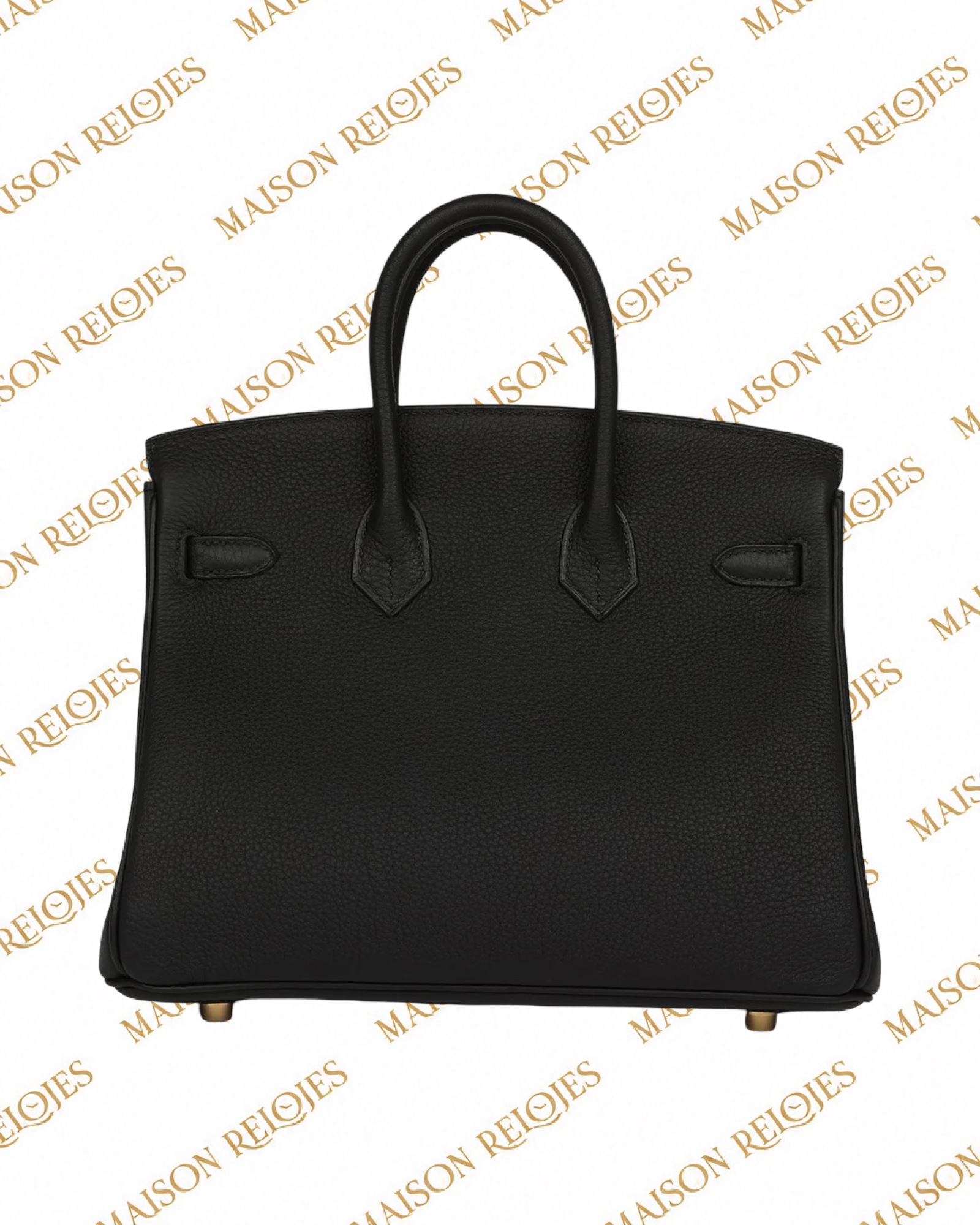 Hermès Birkin 25 Black en piel Togo con herrajes Dorados (GHW): vista trasera