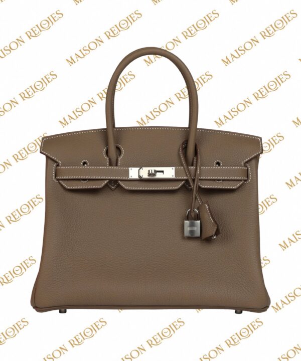 Hermès Birkin 25 Étoupe en piel Togo con herrajes Paladio (PHW): vista frontal