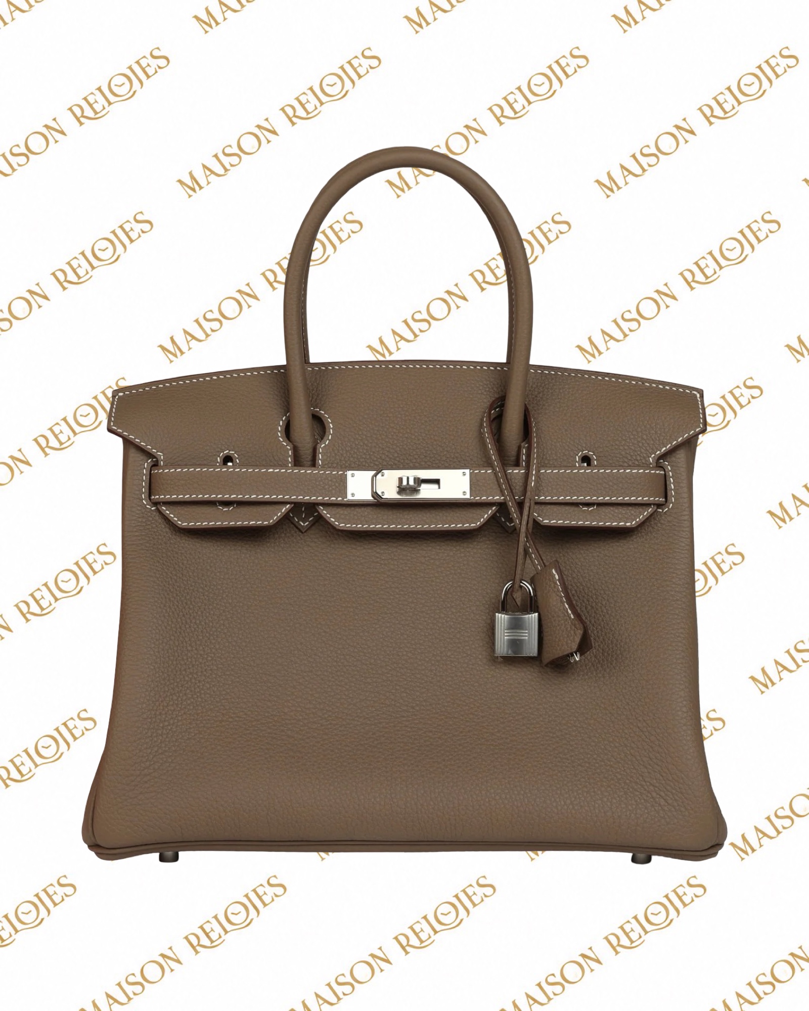 Hermès Birkin 25 Étoupe en piel Togo con herrajes Paladio (PHW): vista frontal