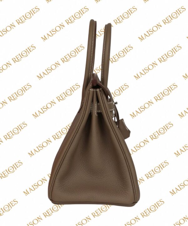 Hermès Birkin 25 Étoupe en piel Togo con herrajes Paladio (PHW): vista lateral
