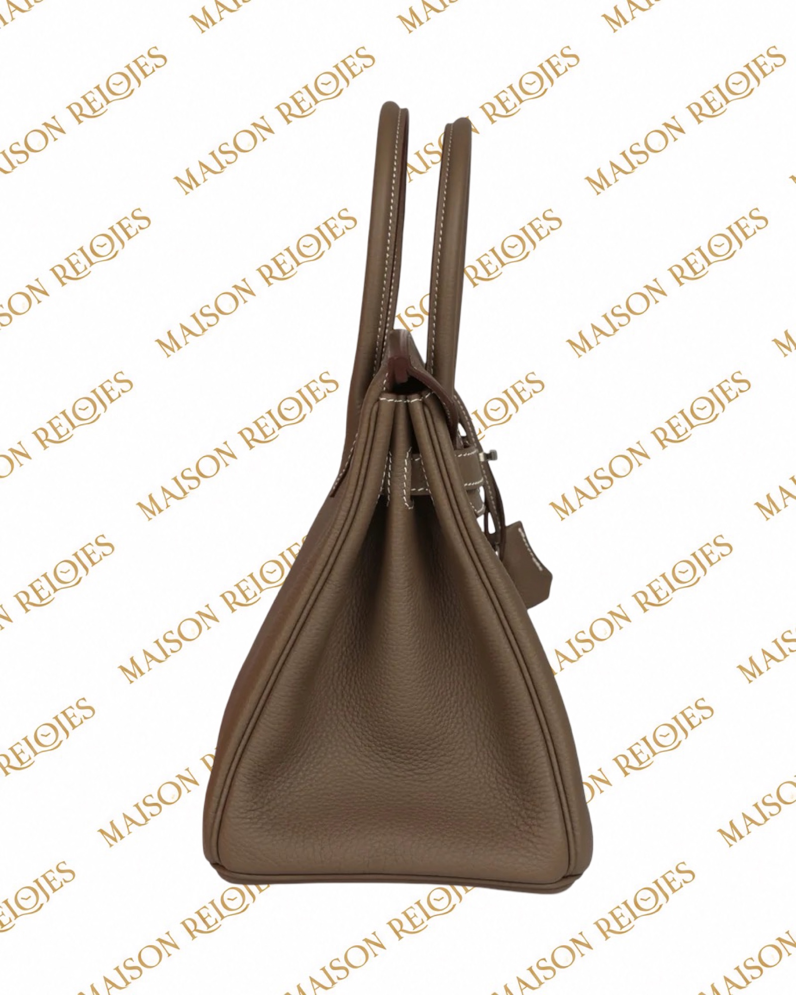 Hermès Birkin 25 Étoupe en piel Togo con herrajes Paladio (PHW): vista lateral