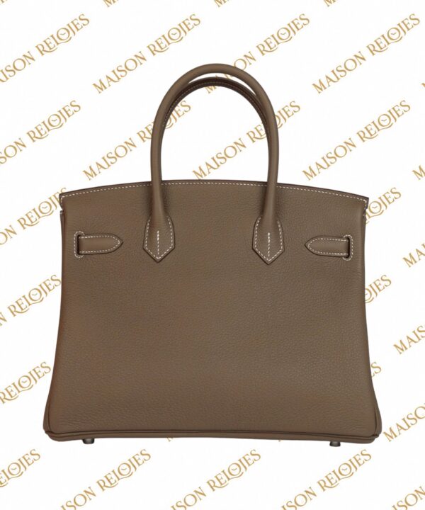 Hermès Birkin 25 Étoupe en piel Togo con herrajes Paladio (PHW): vista trasera