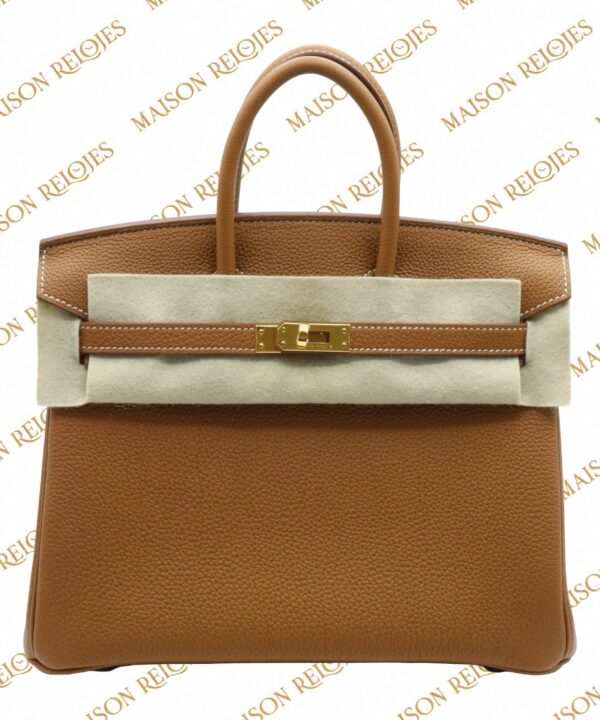Hermès Birkin 25 · Gold · Togo · GHW — vista frontal